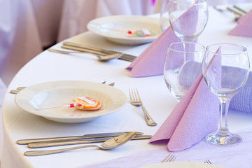 detail of a wedding dinner setting