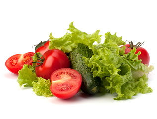 Tomato, cucumber vegetable and lettuce salad