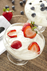 Fresh Organic Greek Yogurt with strawberries