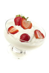 Fresh Organic Greek Yogurt with strawberries
