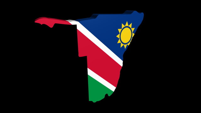 Rwanda map flag rotating on black animation