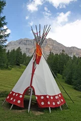 Washable wall murals Indians indian tent cone shaped in an Indian reserve