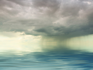 Naklejka na ściany i meble Rain over the sea