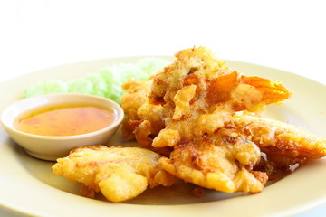 Fried  slough crab with starch eat with chili syrup