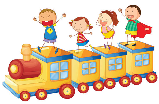 kids on a train
