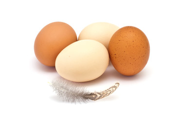 Fresh eggs isolated on white background