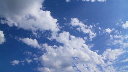 Time lapse blue fluffy cloudscape