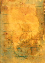 Paper with brown, yellow and blue paint abstract