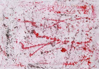 Paper with red, pink, and black paint abstract