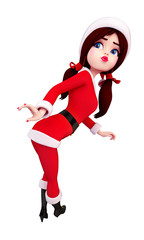 santa girl in dancing pose