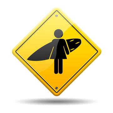 Se&ntilde;al amarilla surfer girl