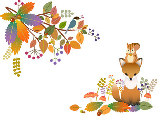 Obraz premium 秋 森 動物 フレーム