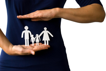 Hände schützen Familie