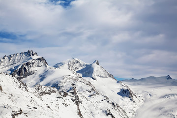 Beautiful winter landscape in Switzerland in Zermatt