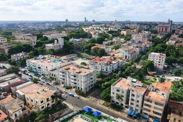 Architecture in Vedado district. View from the top.