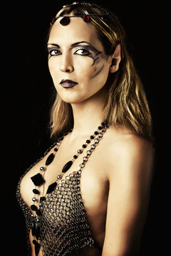 sexy woman in elfin style and make up