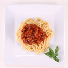 Spaghetti bolognese on a plate