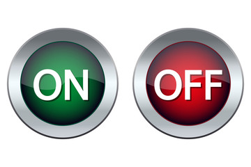 Two buttons with the words ON and OFF