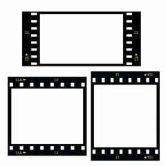 Set  blank film strip isolated on white background