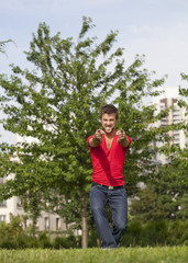 Fototapeta premium dynamic young man pointing at you