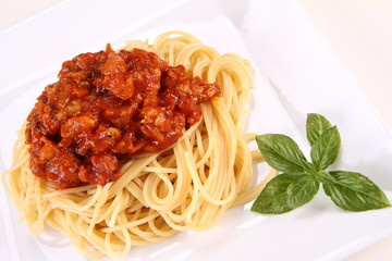 Spaghetti bolognese on a plate