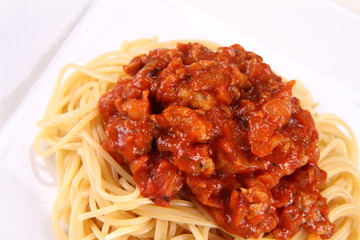 Spaghetti bolognese on a plate