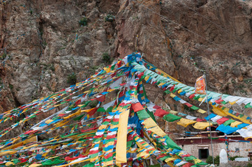 Tibetan Prayer Flags With Blue Sky