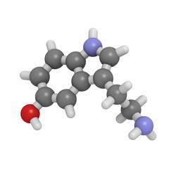 Serotonin (5-hydroxytryptamine) neurotransmitter molecule