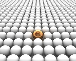 Fototapeta premium Golden sphere with euro isolated on white background