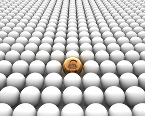 Golden sphere with pound isolated on white background