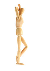 wooden mannequin isolated on white