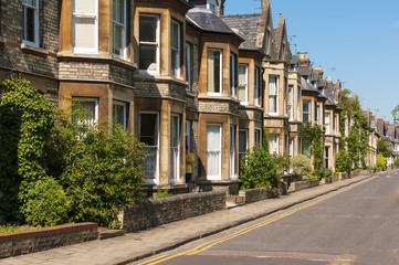 Row of terrace house in typical English street