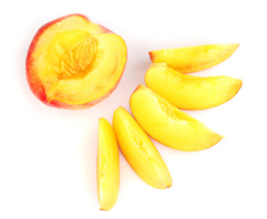 ripe peach isolated on white.