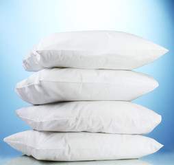 pillows, on blue background