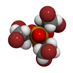 Tris(2,3-dibromopropyl) phosphate flame retardant molecule,