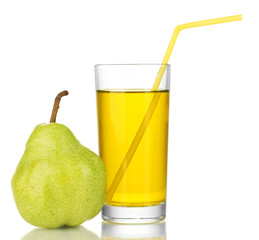 Pear juice in a glass isolated on white