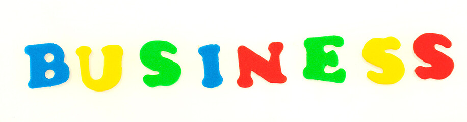 Inscription Business4 of English letters, isolated on white