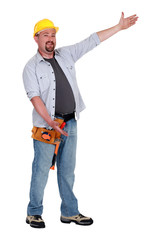Tradesman with his arms open wide