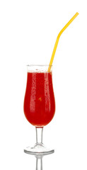 A glass of fresh watermelon juice isolated on white