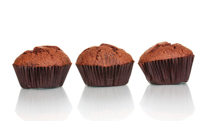 Fresh muffins isolated on white
