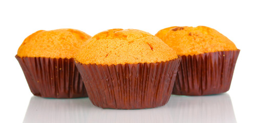 Fresh muffins isolated on white