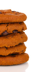 Chocolate chips cookies isolated on white