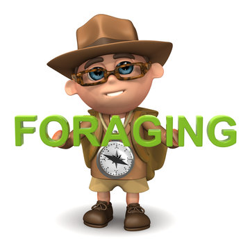 3d Adventurer with the word "Foraging"