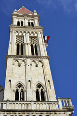 Fototapeta na wymiar Bell tower of the Saint Lawrence Cathedral, Trogir