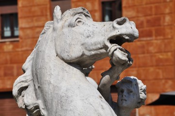 Il cavallo della fontana del Nettuno a Roma