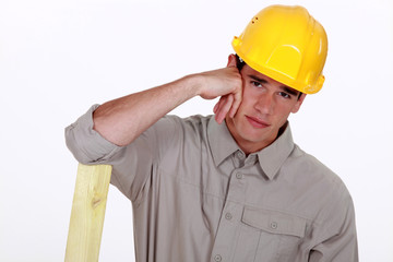 tired craftsman posing