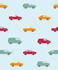 Seamless pattern with paper cars. Vector illustration.