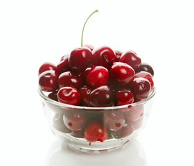 Sweet cherries in glass ware