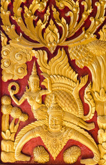 Thai stye carving texture in temples wall