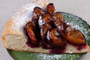 portion of plum pie, cake